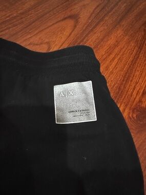 Armani Exchange Black Sweatpants with Silver Patch. Joggers